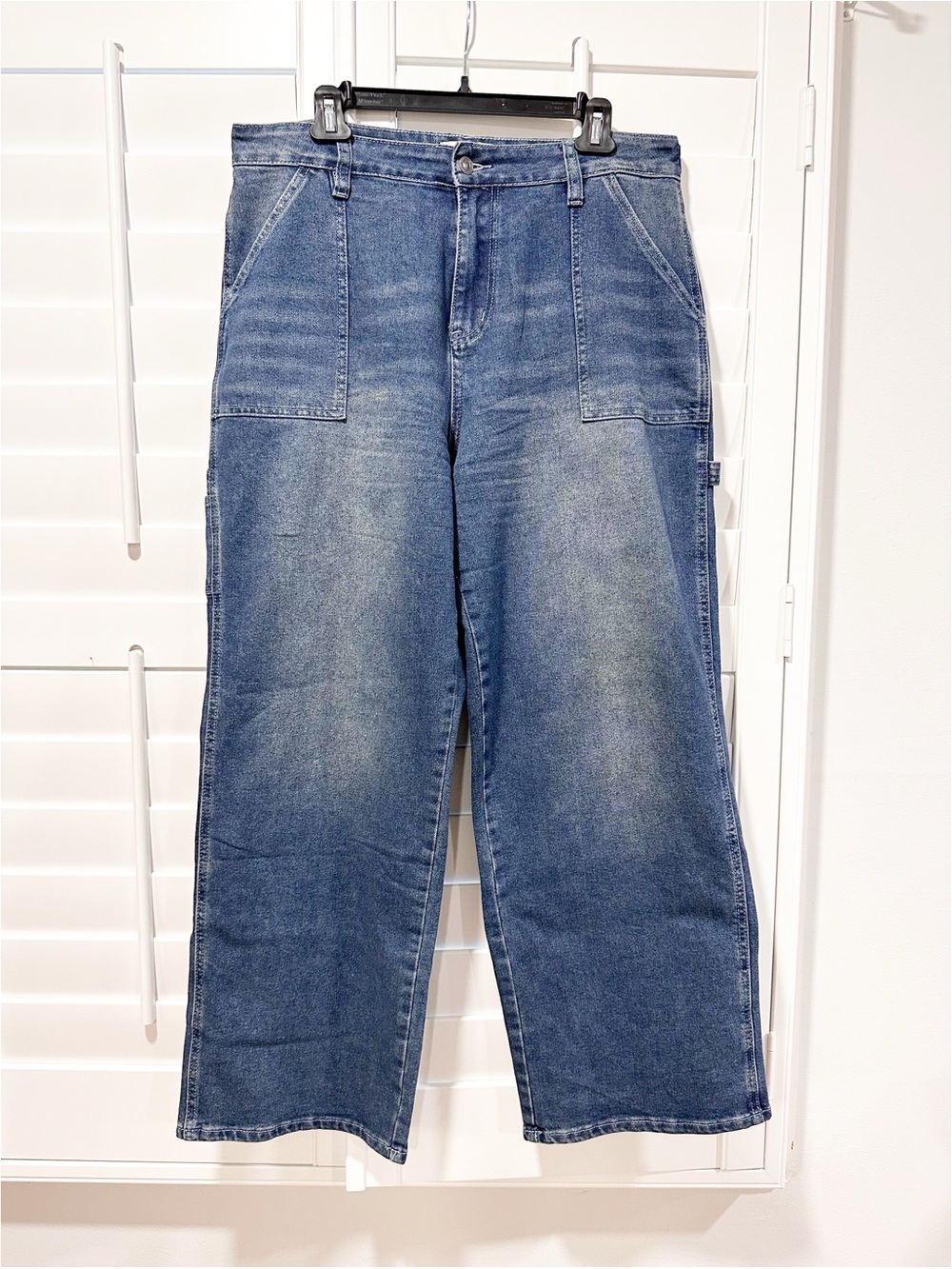 Project Rebel Straight Leg Carpenter Jeans Medium Wash Utility Pockets Size 15